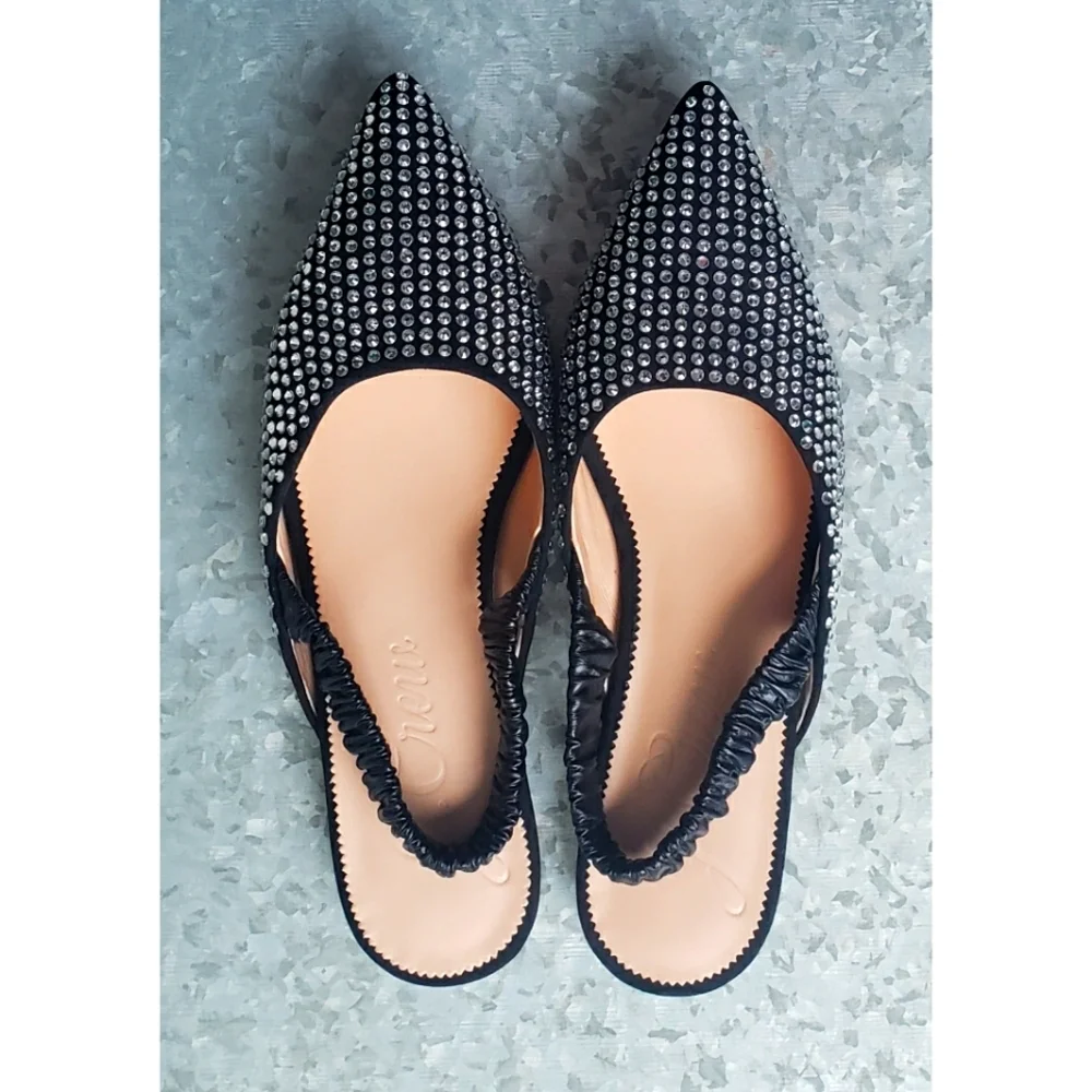 6. J.Crew Crystal stretchy slingback mules